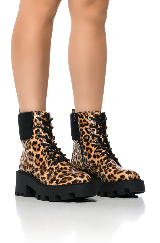 AZALEA WANG ESPECIAL LEOPARD COMBAT BOOTIE