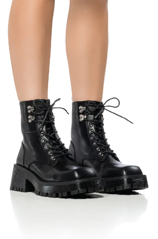 AZALEA WANG EXTON BLACK COMBAT BOOTIE