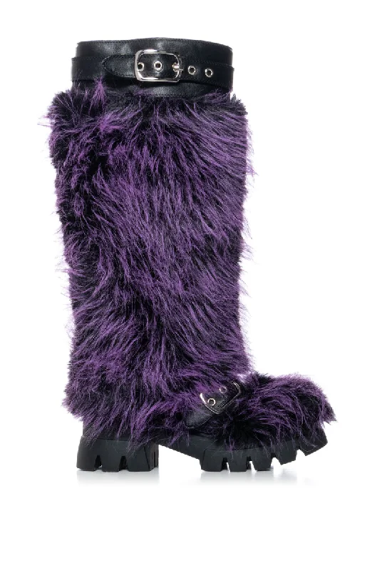 AZALEA WANG TOMMIE PURPLE FURRY BOOT