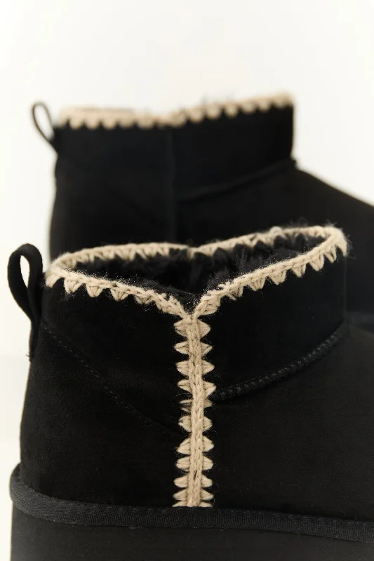 Black Suede Platform Ankle Boots