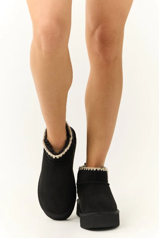 Black Suede Platform Ankle Boots