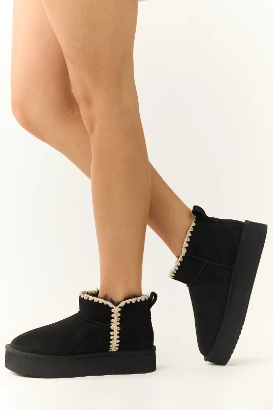 Black Suede Platform Ankle Boots