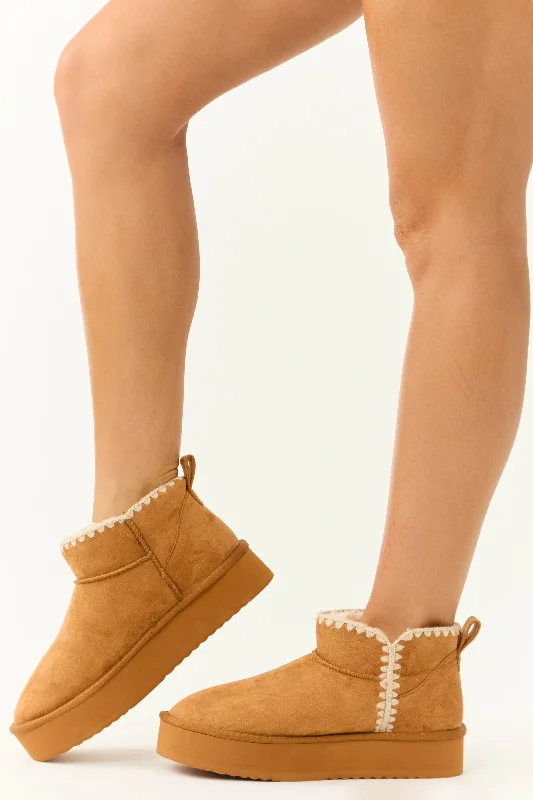 Brown Sugar Suede Platform Ankle Boots