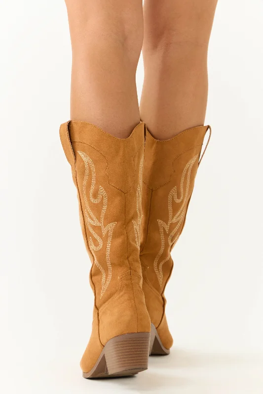 Copper Embroidered Western Style Boots