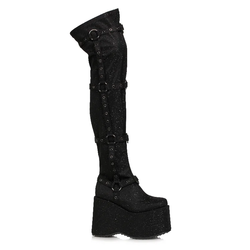 Fumiko-500 Glitter Buckle Chunky Platform Boots