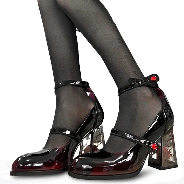 Gothic high boots - dark red