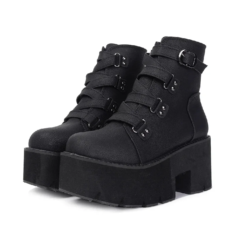 Gothic platform shoes with buckles