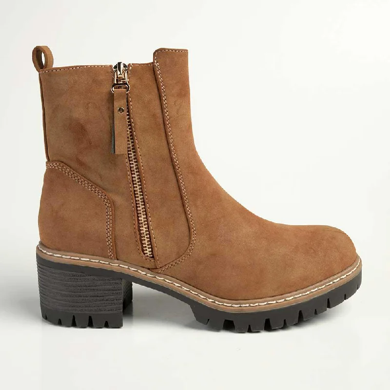 Madison Florence Suede Side Zip Boot - Tan