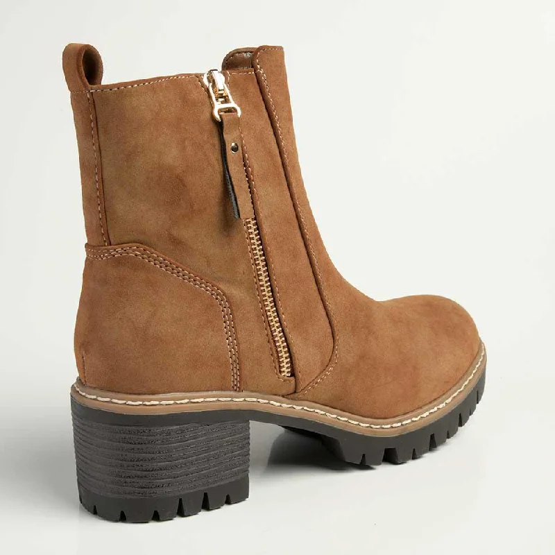 Madison Florence Suede Side Zip Boot - Tan