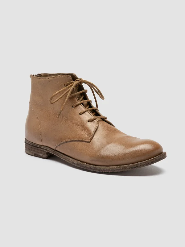 LEXIKON 539 - Taupe Leather Lace-up Boots