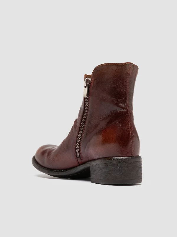 LIS 001 - Burgundy Leather Zipped Boots