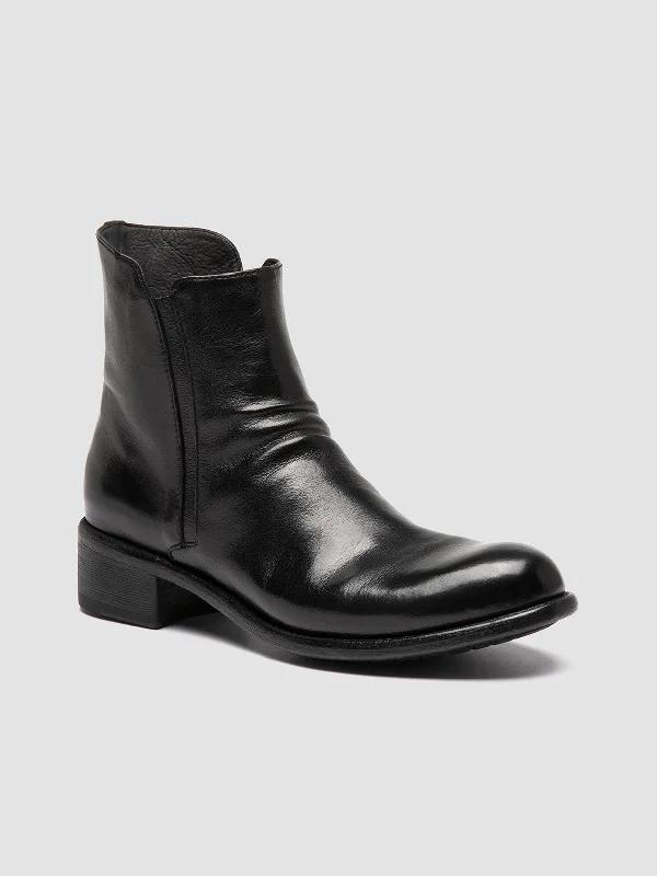 LIS 001 - Black Leather Zipped Boots