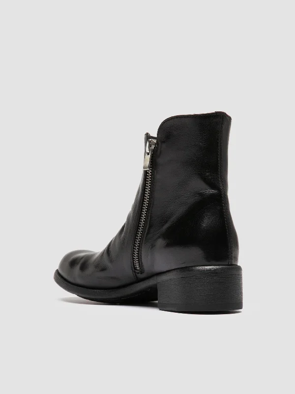 LIS 001 - Black Leather Zipped Boots