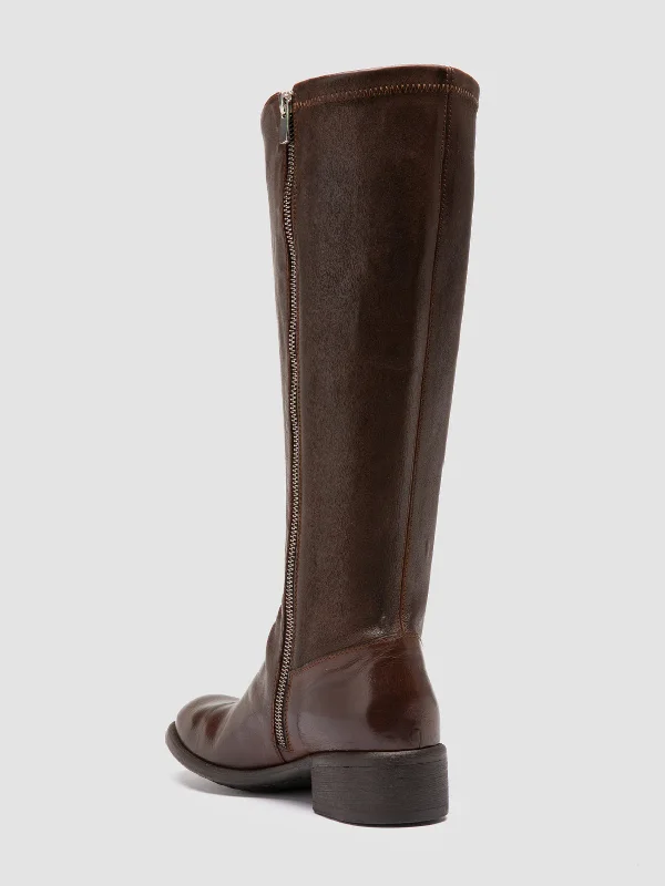 LIS 005 Cigar - Brown Leather Zipped Boots