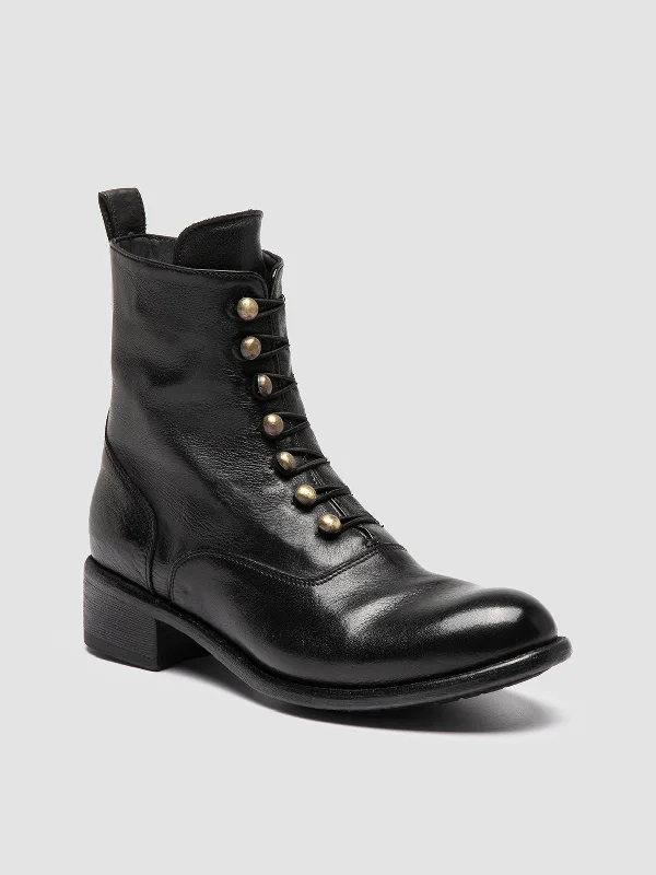 LIS 006 - Black Leather Zipped Boots