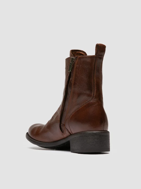 LIS 006 - Brown Leather Zipped Boots