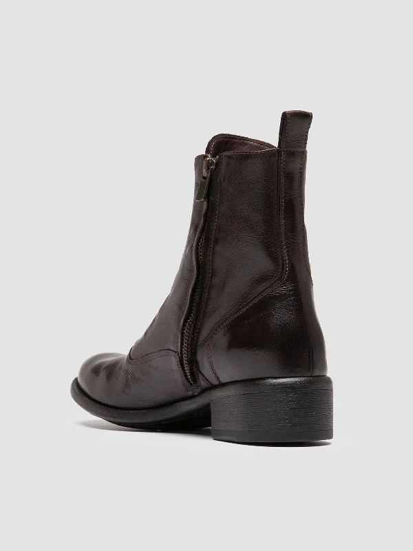 LIS 006 Truffle - Brown Leather Zipped Boots