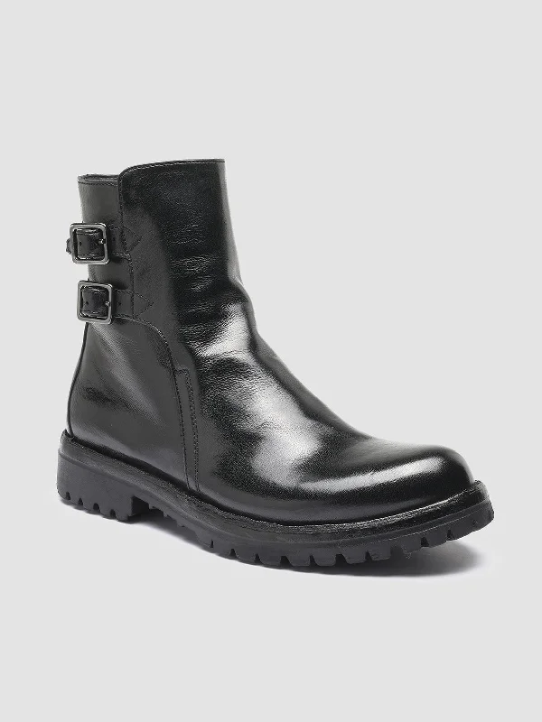 LORAINE 002 - Black Leather Ankle Boots