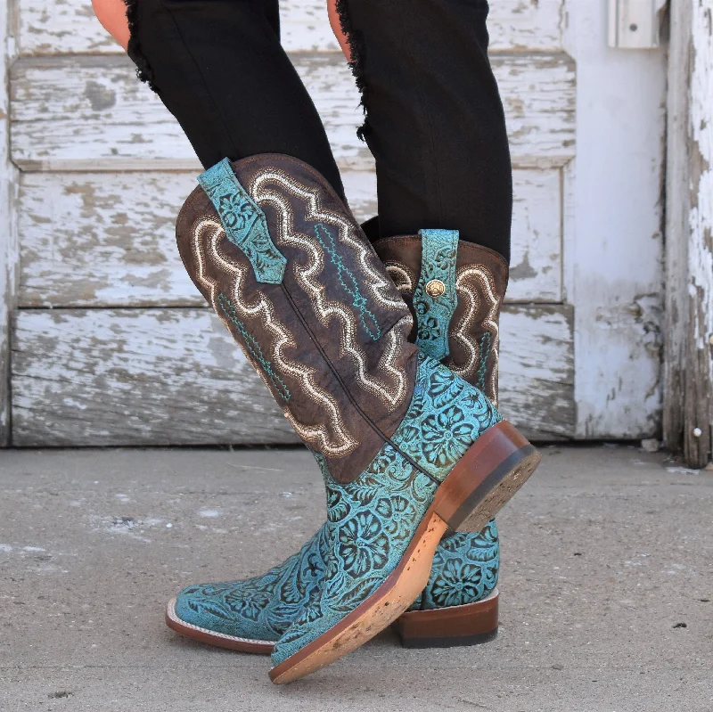 Turquoise Tooled Leather Boots