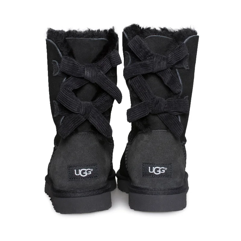 UGG Bailey Bow Corduroy Black Boots - Women's