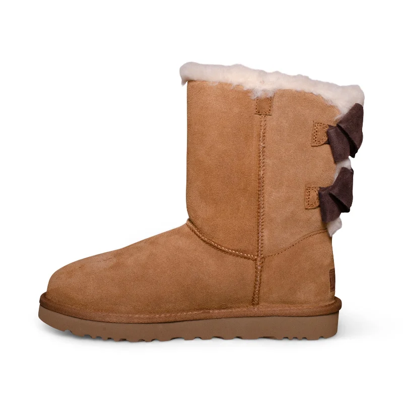 UGG Bailey Suede Bow Chestnut Boots - Women's