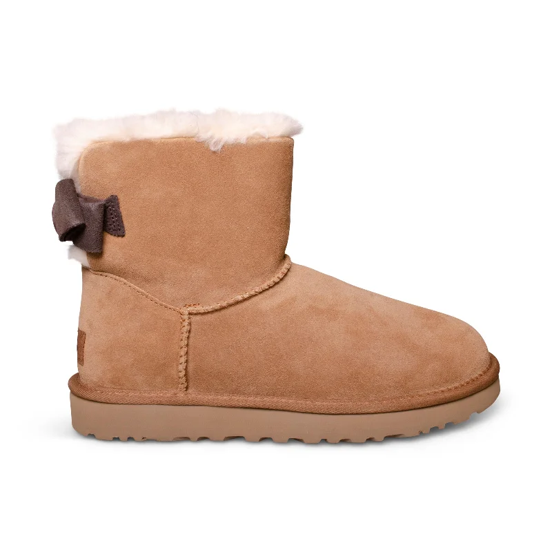 UGG Mini Bailey Suede Bow Chestnut Boots - Women's