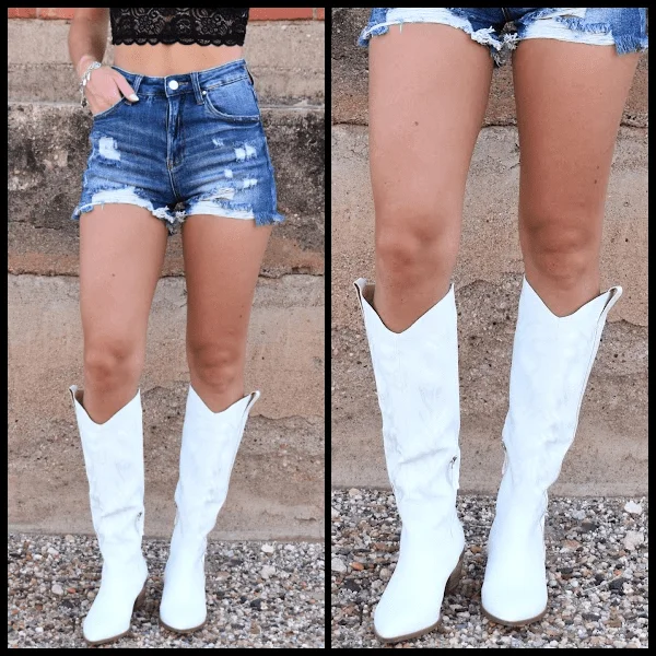 White Waco Whipstitch Cowgirl Boots