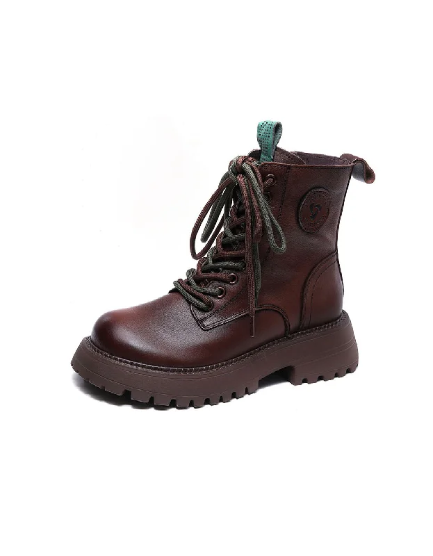 Winter Two Color Lace-up Martin Boots for Women