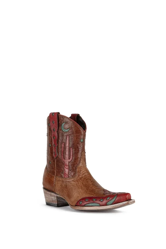 Allens Brand - Coyote Moon - Snip Toe - Tan & Red