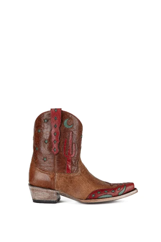 Allens Brand - Coyote Moon - Snip Toe - Tan & Red