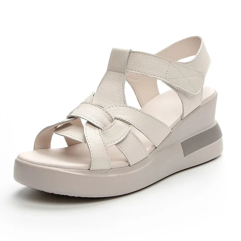 2213 Women's Casual Shoes - Leather Wedges Sandals High Heels