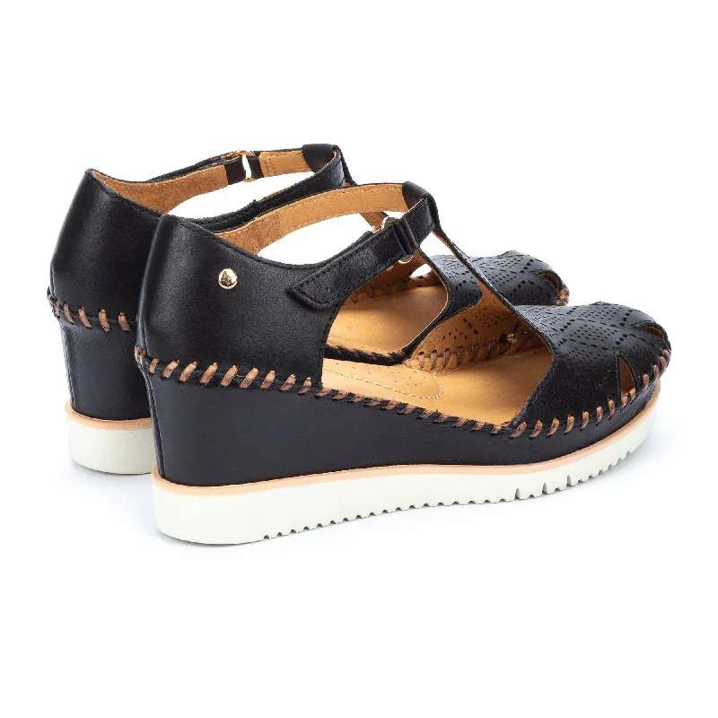 WOMEN'S PIKOLINOS AGUADULCE CLOSED TOE WEDGE SANDAL| BLACK