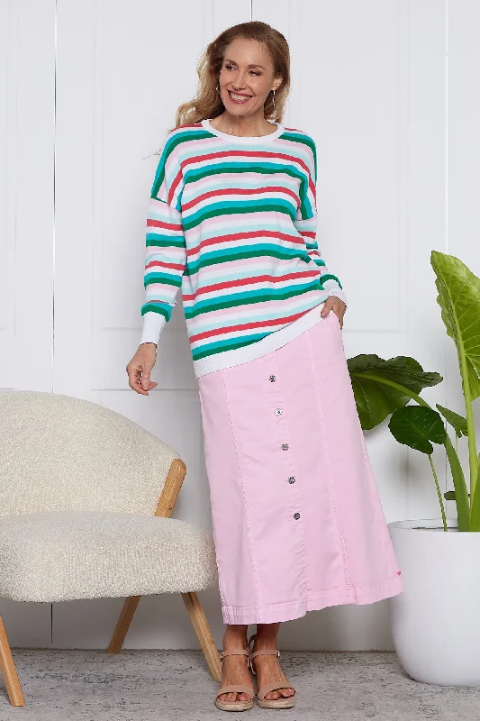 Florence Button Thru Skirt - Splendid Pink