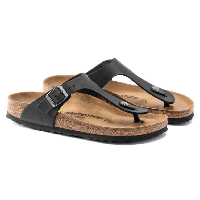 WOMEN'S BIRKENSTOCK GIZEH | BLACK OILED LEATHER