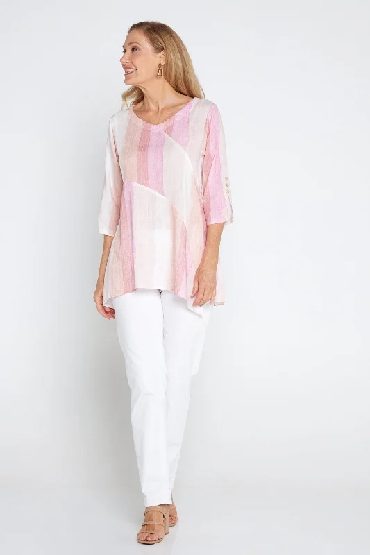 Janine Linen Top - Pink Dawn Gradient