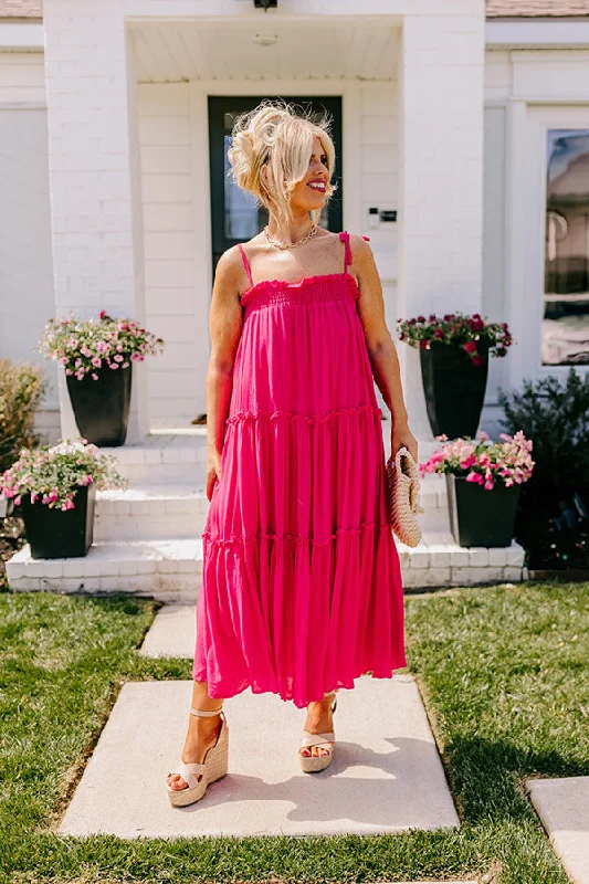 Poolside Dip Midi In Hot Pink Curves