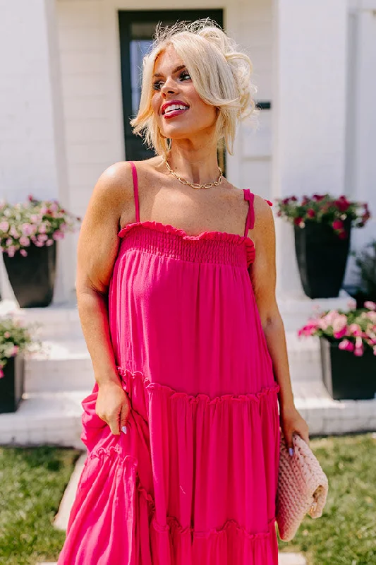 Poolside Dip Midi In Hot Pink Curves