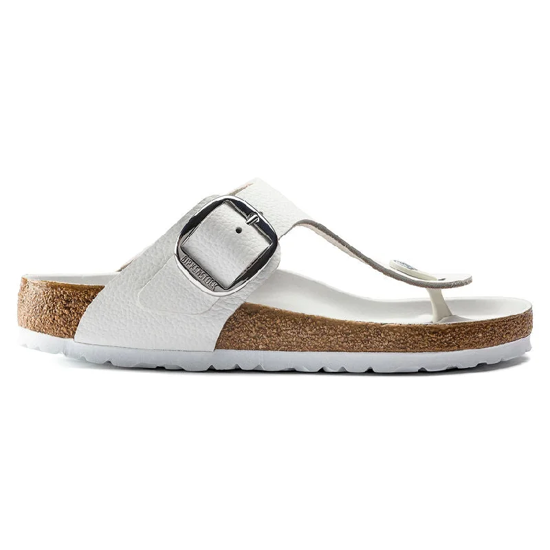 WOMEN'S BIRKENSTOCK GIZEH BIG BUCKLE SANDAL | WHITE LEATHER