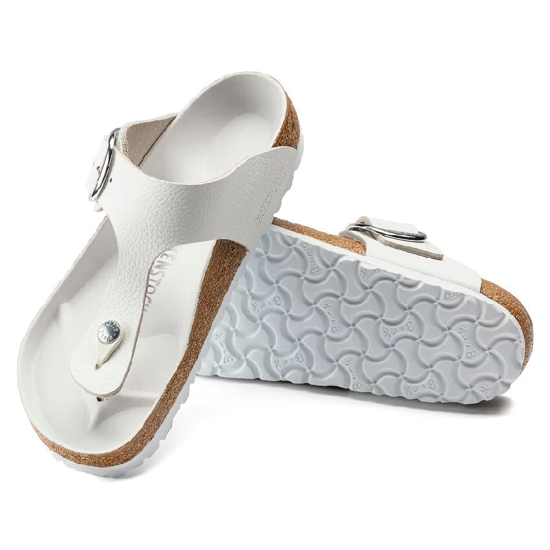 WOMEN'S BIRKENSTOCK GIZEH BIG BUCKLE SANDAL | WHITE LEATHER