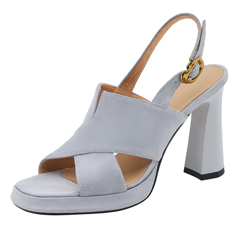 Women's Casual Shoes - Leather High Heels Sandals - TSS137