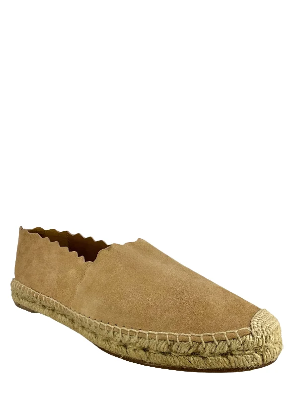 Chloe Lauren Scalloped Suede Espadrilles Size 10