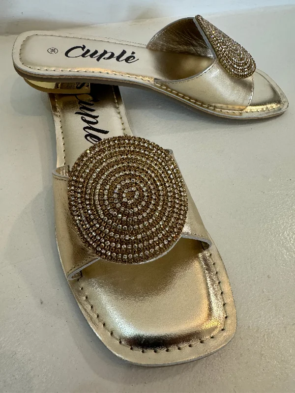 Cuple Flat Gold Beaded Slide