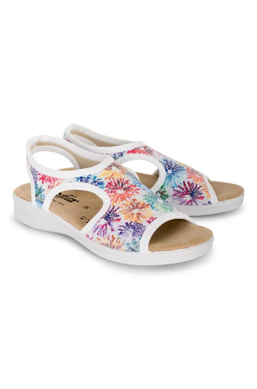 Italian made Neopene Sandal | WHITE FLORAL | TUSCANY AB