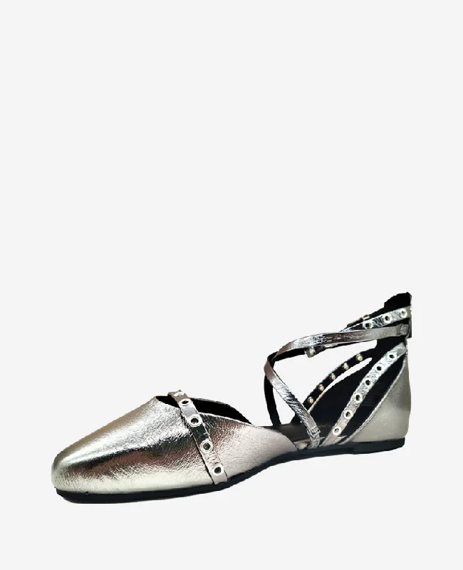 Mason Strappy Metallic Stud Flat