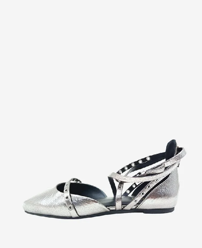 Mason Strappy Metallic Stud Flat