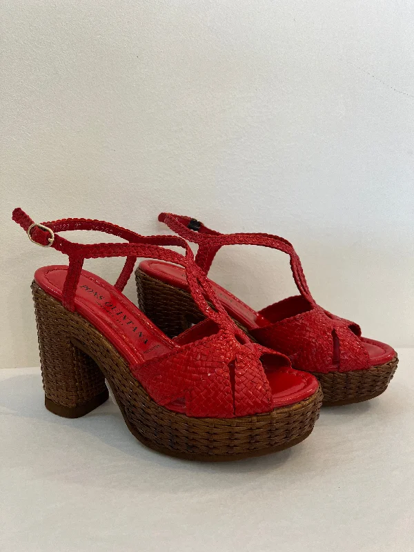 Pons Quintana Red Woven Platform Sandal