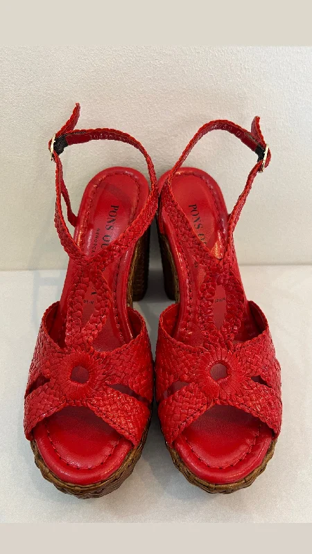 Pons Quintana Red Woven Platform Sandal