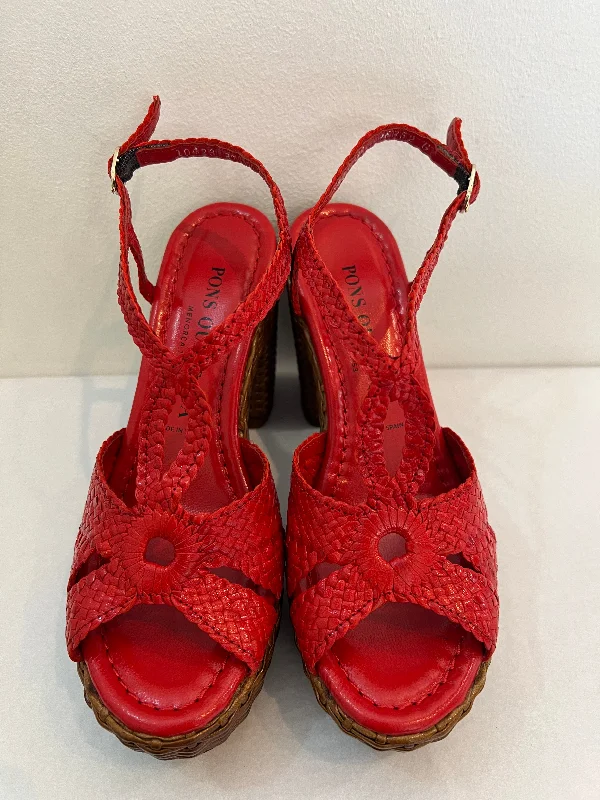 Pons Quintana Red Woven Platform Sandal