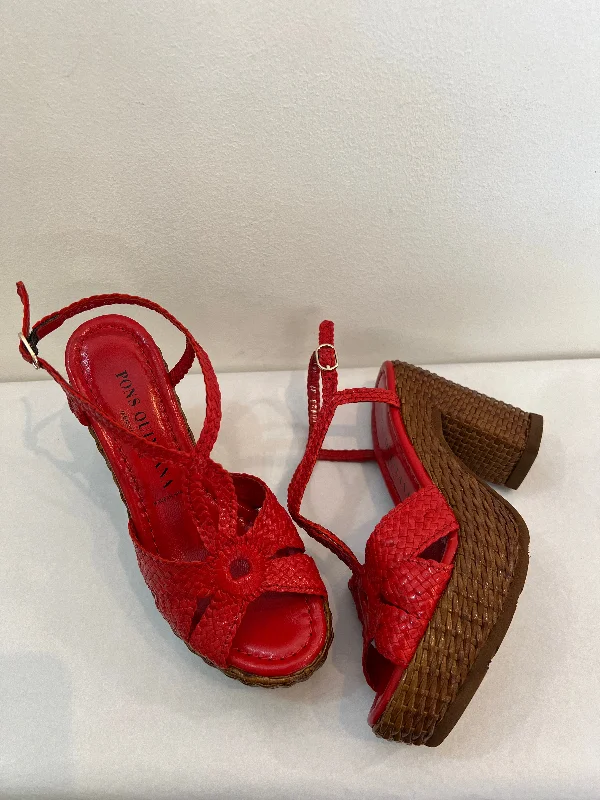 Pons Quintana Red Woven Platform Sandal