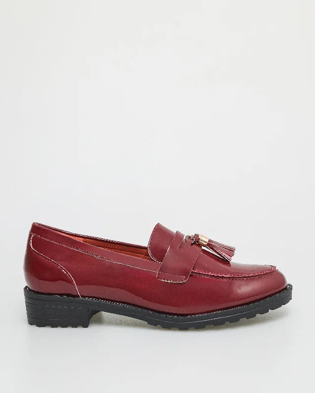 Tomaz FL041 Ladies Tassel Loafers (Maroon)